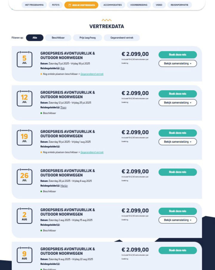 Boekingsmodule En Reizen Voor Nosun In Een Nieuw Webdesign