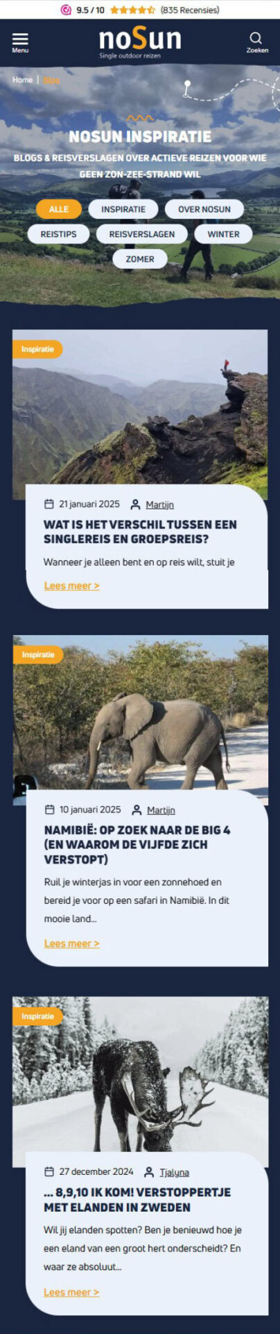 Mobiele Weergave Landingspagina Reis Voor Nosun