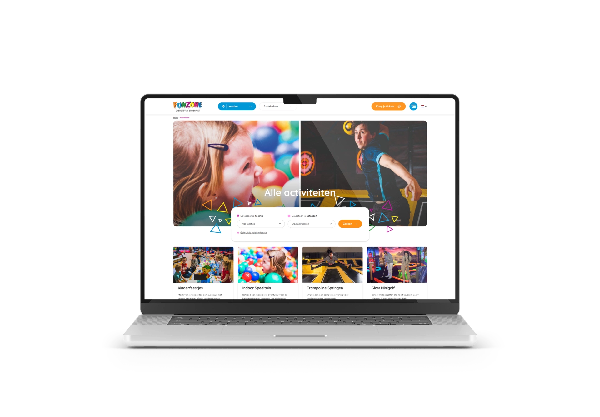 De Website Van Funzone Getoond Op Een Laptop