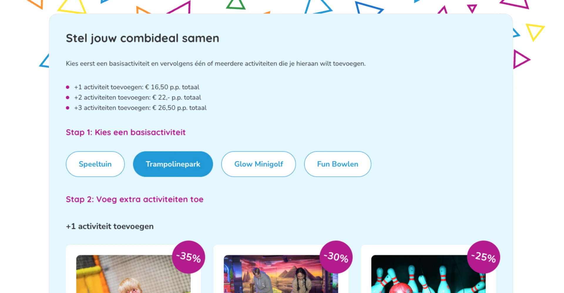 Stel Jouw Combideal Samen Module Op De Website Van Funzone Gebouwd Door Dtch Digitals