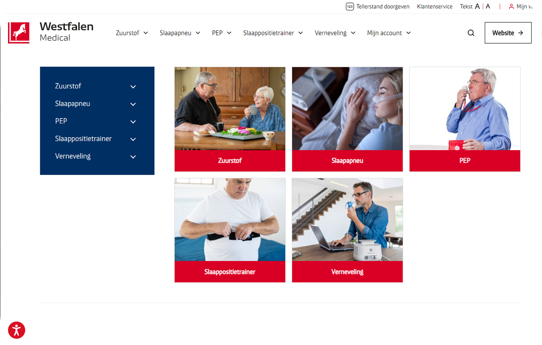 Westfalen Webshop Menustructuur
