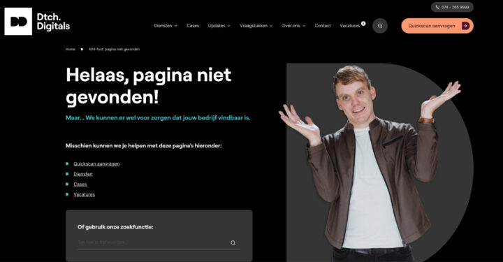 Voorbeeld Entertainende 404 Error Pagina Op Dtch Digitals