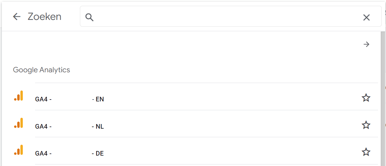 Accountstructuur in Google Analytics 4 subdomein