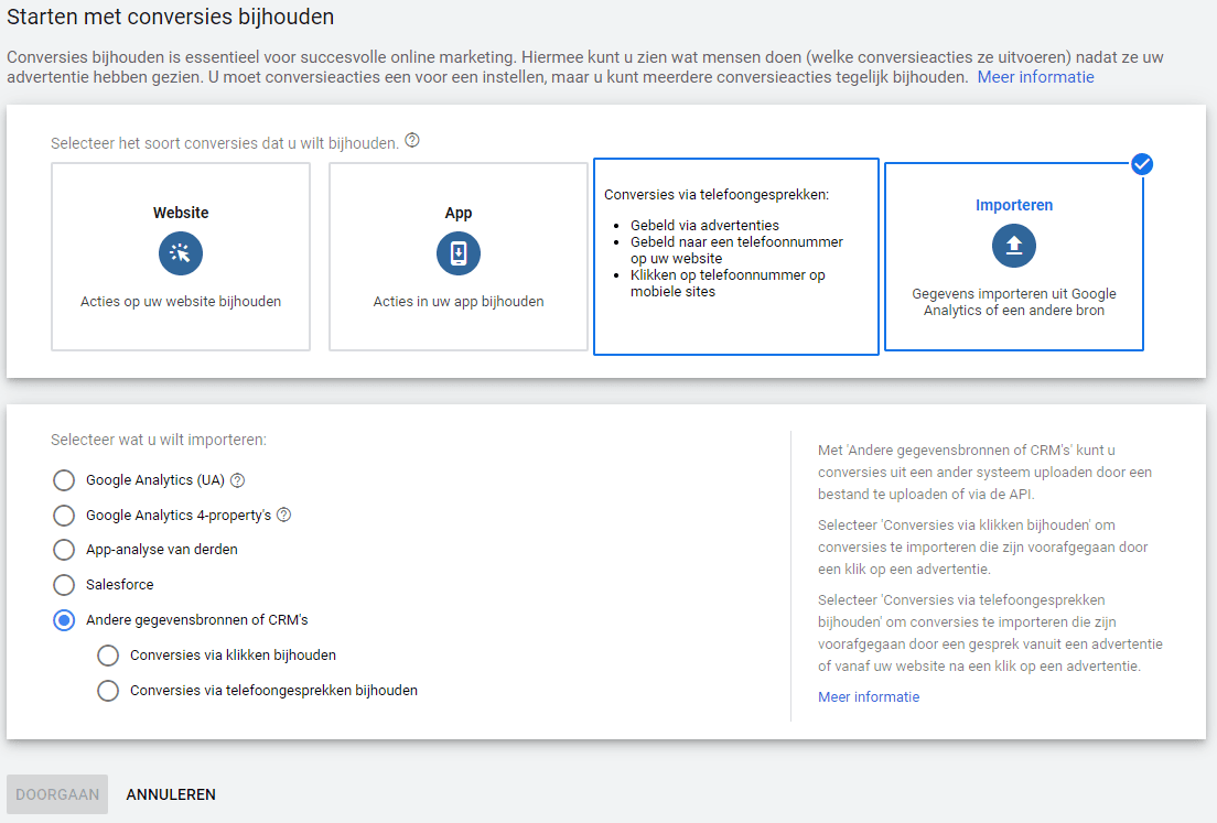 Conversies importeren voor offline conversion tracking
