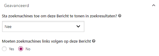 Noindex Nofollow instellen in de Yoast SEO module