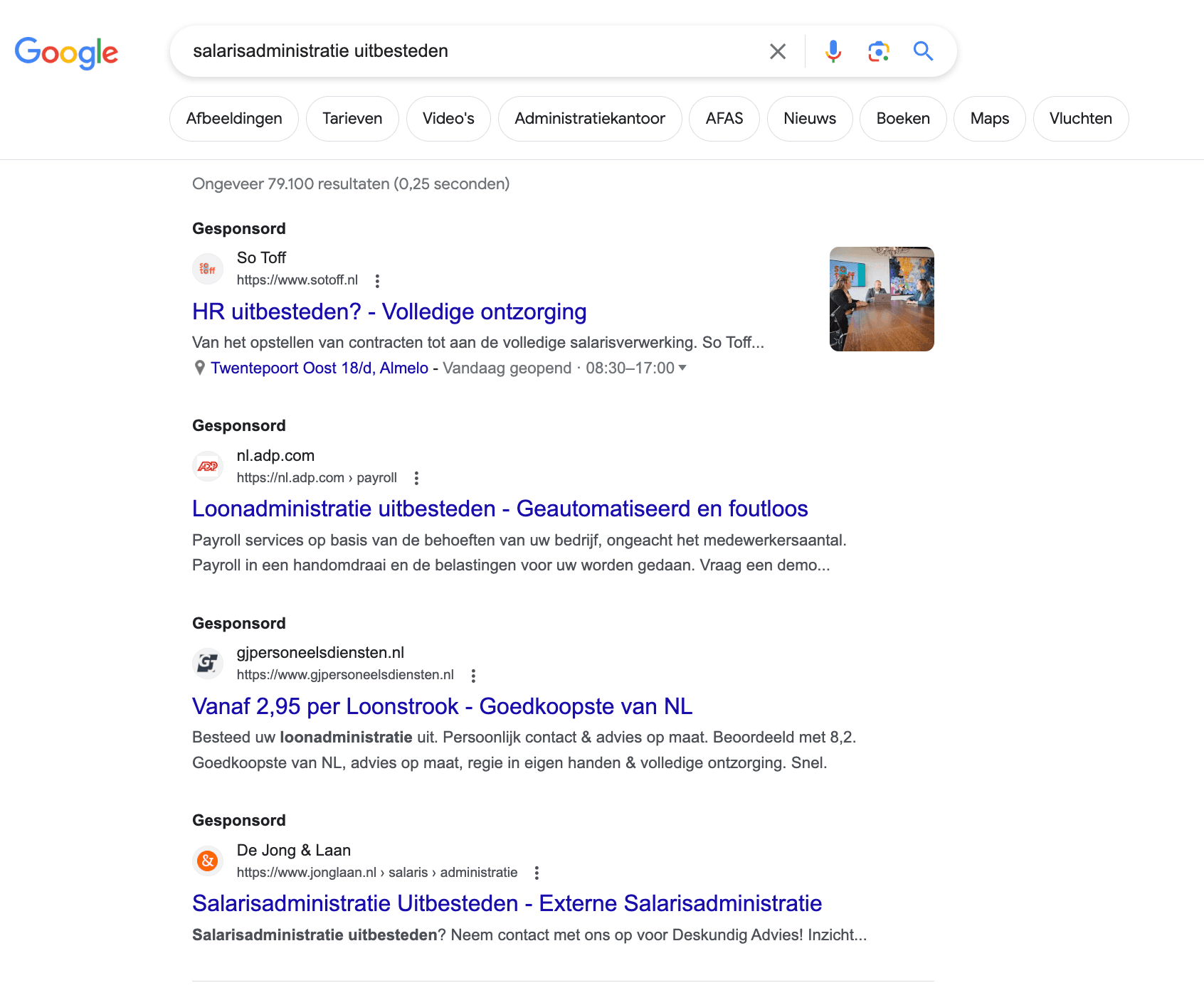 Salarisadministratie Uitbesteden Voorbeeld Google Advertenties