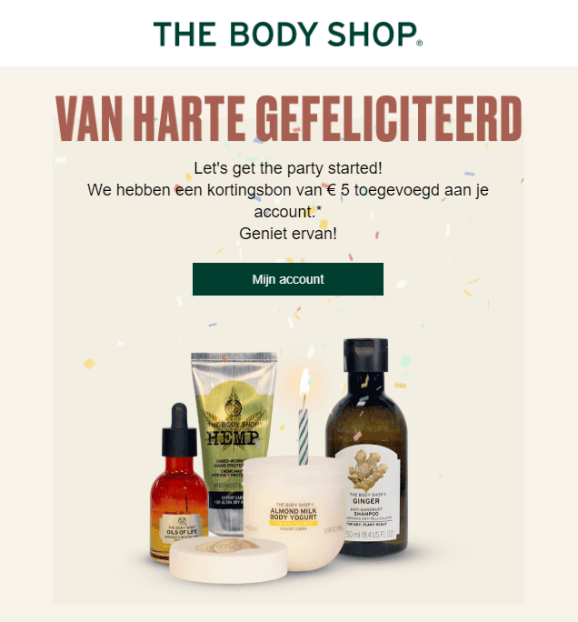 Verjaardagsmailing via de email speciale dag