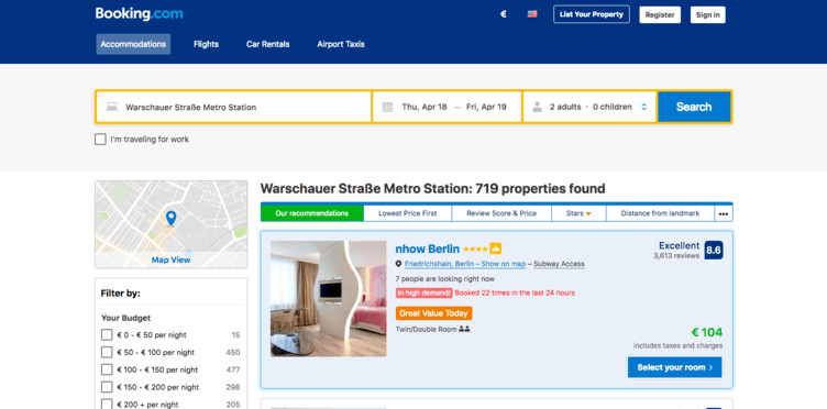 Booking.com is de heer en meester in het overtuigen van bezoekers. In het bovenstaande voorbeeld zie je sociale bewijskracht en urgentie in verschillende vormen uitgevoerd. 