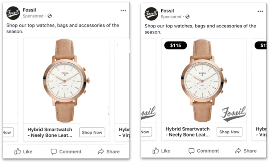 De A/B testen van Fossil