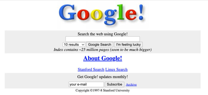 Google In 1998 Als Zoekmachine