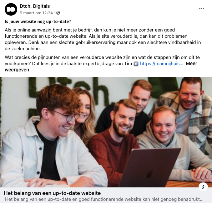 Voorbeeld Social Media Update