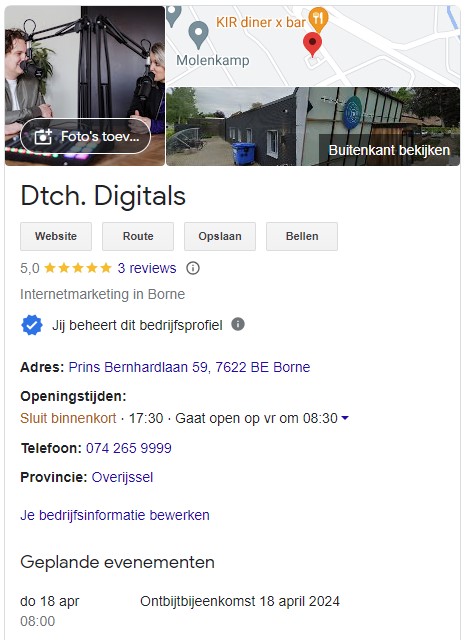 Google Mijn Bedrijf Dtch. Digitals