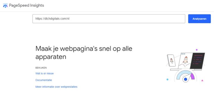 Snelheid Page Speed Insights Google