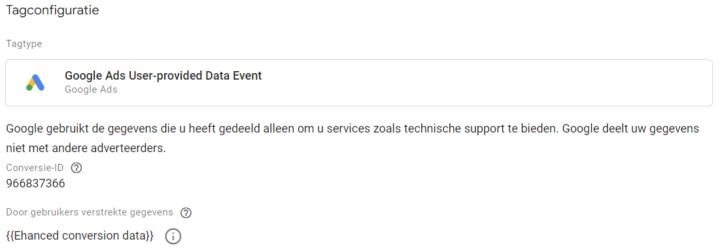 Google Ads User Provided Data Event
