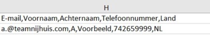 Voorbeeld van het bestand dat je gebruikt voor klantenmatch