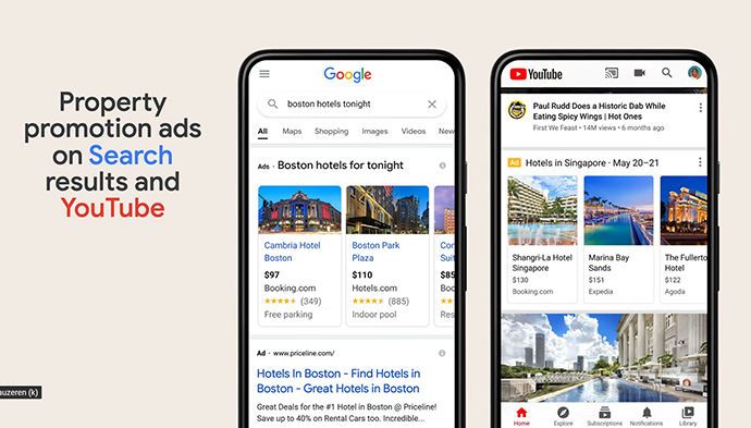 xtensies voor Hotels niet alleen in Google Search maar later ook in YouTube