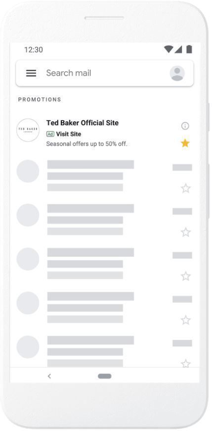 Gmail voorbeeld van Discovery Ads