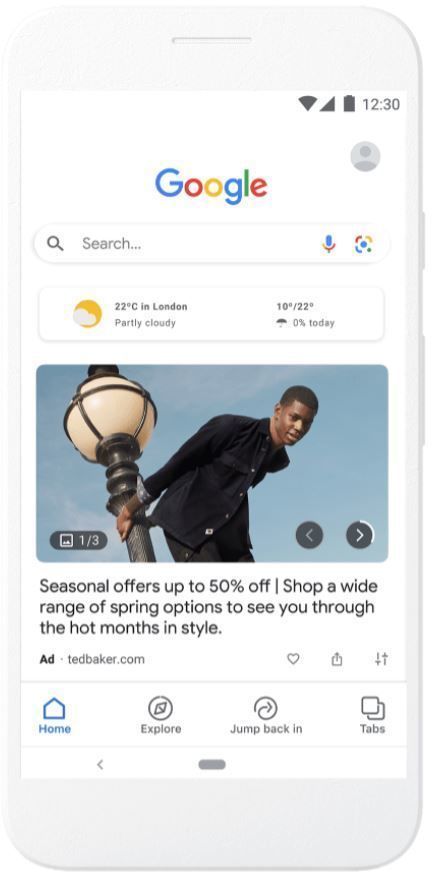 Google Discovery Ads Google Discover voorbeeld