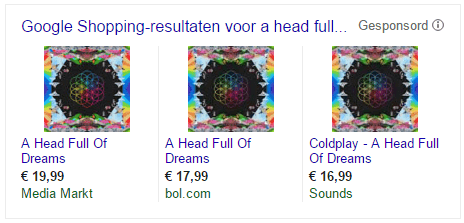 Google shopping voorbeeld