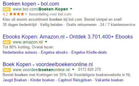 Google adwords search advertentievoorbeeld