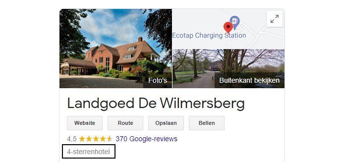 Sterren classificatie in Google Mijn Bedrijf