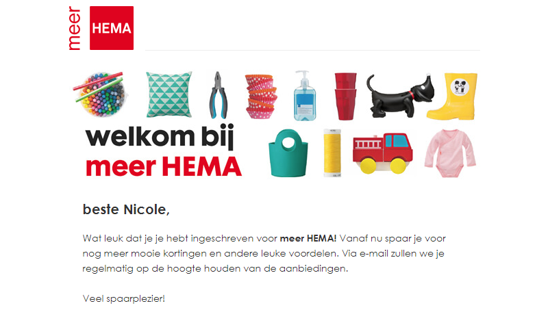 Voorbeeld Hema onboarding van de klantenpas