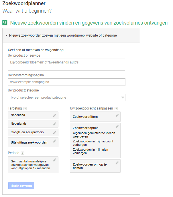 /></p>
<p>Terug naar de resultaten van de zoekwoordplanner. Deze voorziet je van resultaten zoals zoekopdrachten en kosten per klik. Dan weet je nog steeds niet hoeveel mensen er klikken.</p>
<div class=