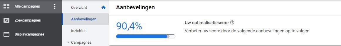 De optimalisatiescore in Google Ads