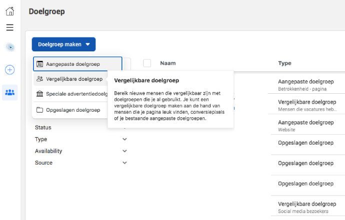 Doelgroepen bouwen in de business manager van Facebook