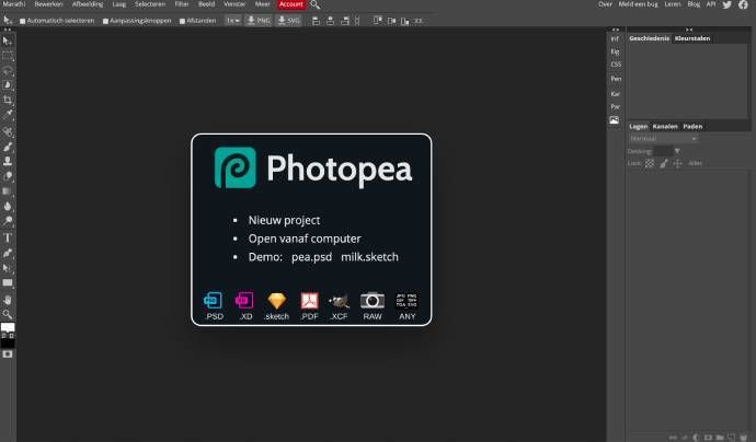 Geen Photoshop? Gebruik Photopea