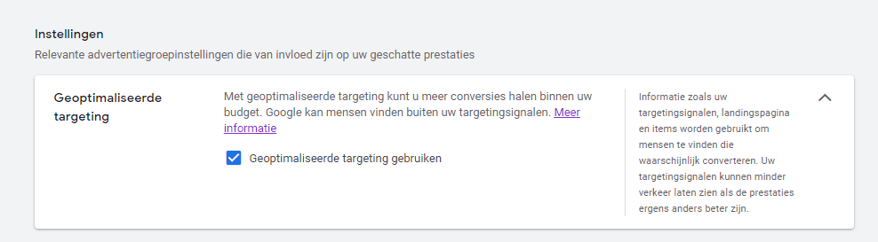Instellen van de geoptimaliseerde targeting binnen je Google Ads account