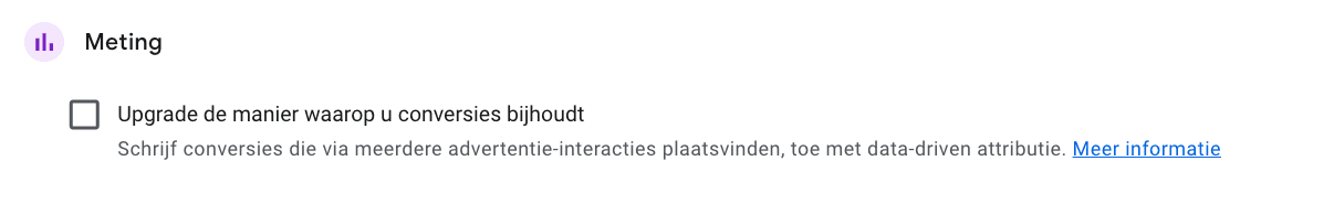 Meting aanbeveling in Google Ads