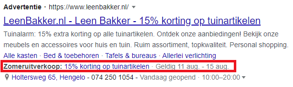 Promotie maken met de promotie-extensie in Google Ads