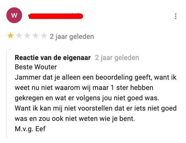 Verkeerde reactie op een negatieve review