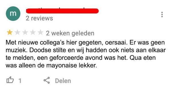 Voorbeeld van een negatieve review
