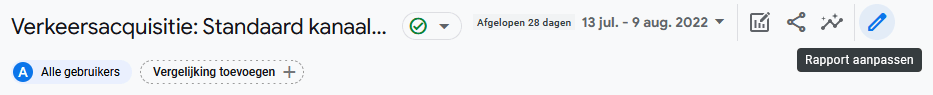Klik rechtsboven op het potlood om het huidige rapport aan te passen.