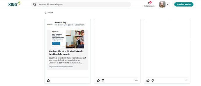 Voorbeeld sponsored post op XING