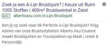 Zoekadvertentie voorbeeld persoonlijke touch