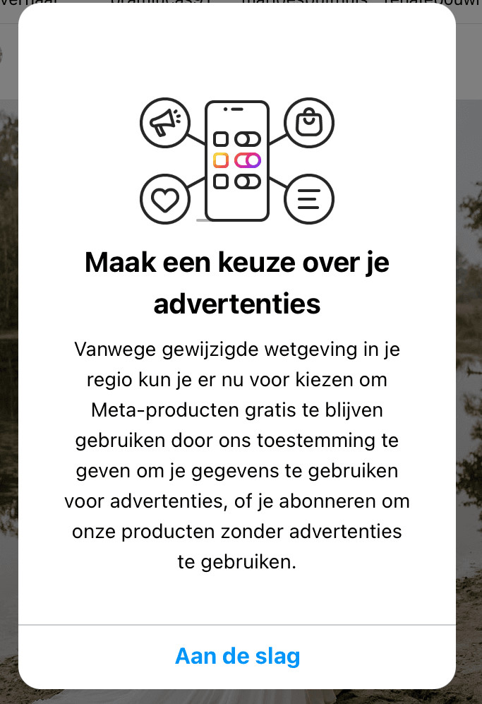 Popup Meta Maak Een Keuze Voor Tracking
