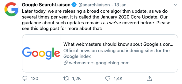 Google Januari Kernupdate Uitgerold