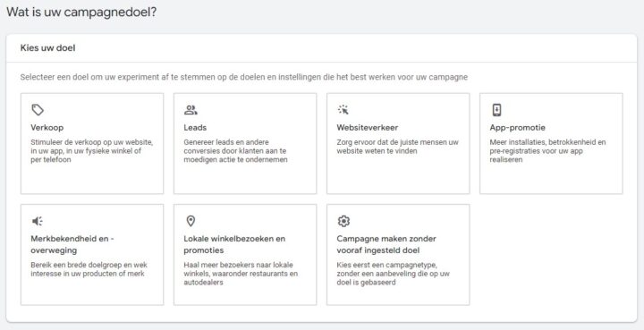 Stap 1 Campagnedoel Instellen