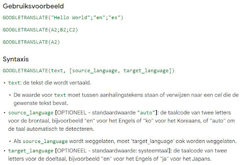 Translate Formule Gebruiken Voor Omzetten