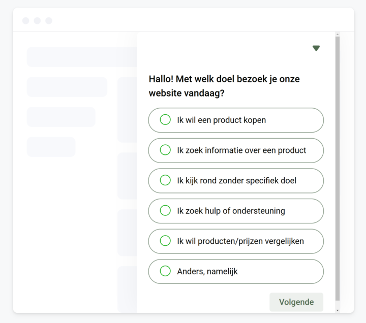 Een doelen poll: een veel voorkomende on-site survey voor gebruikersonderzoek