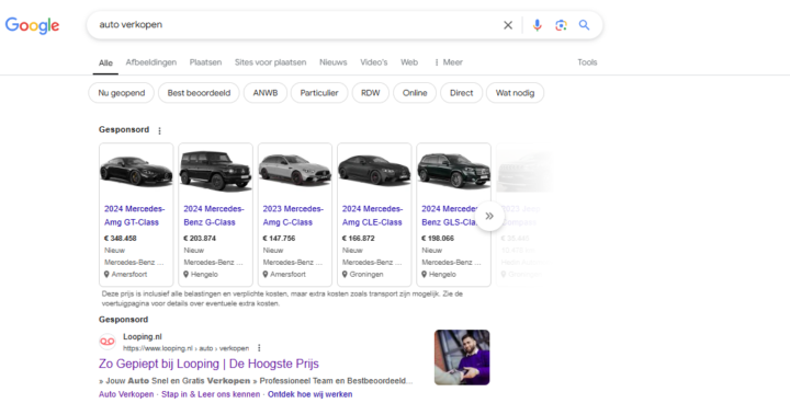 Voorbeeld Van De Vehicle Ads In Nederland In Shopping Als Je Zoekt Op Auto Verkopen