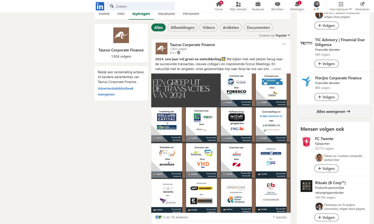 Linkedin Post Taurus Corporate Finance