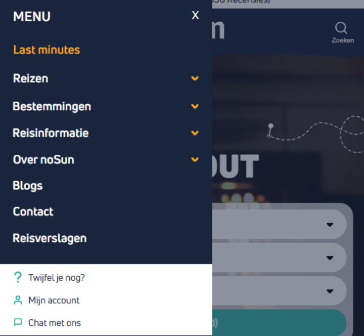 Menustructuur Voor Nosun