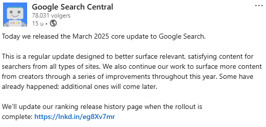 Google Core Update Maart 2025