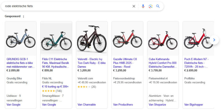 Google Shopping Rode Elektrische Fiets