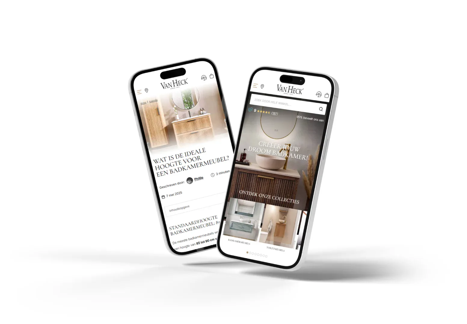 De Webshop Van Van Heck Badkamers Is Responsief En Wordt Goed Getoond Op Mobiel