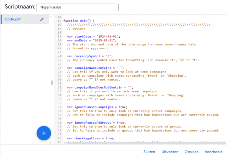Google Ads Script Plaatsen